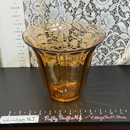 Vintage flared Amber Glass Vase - Elegant Decorative Piece MCM mid century