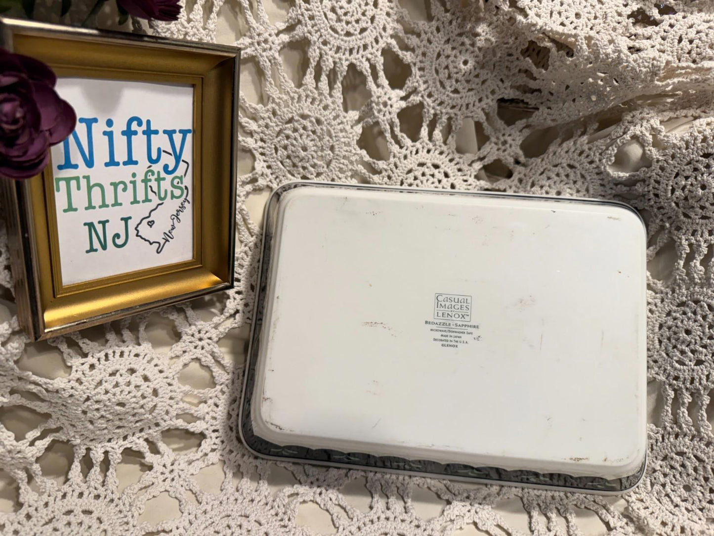 Lenox Casual Images Bedazzle Sapphire Casserole 10" x 7.25 Rectangle Baker