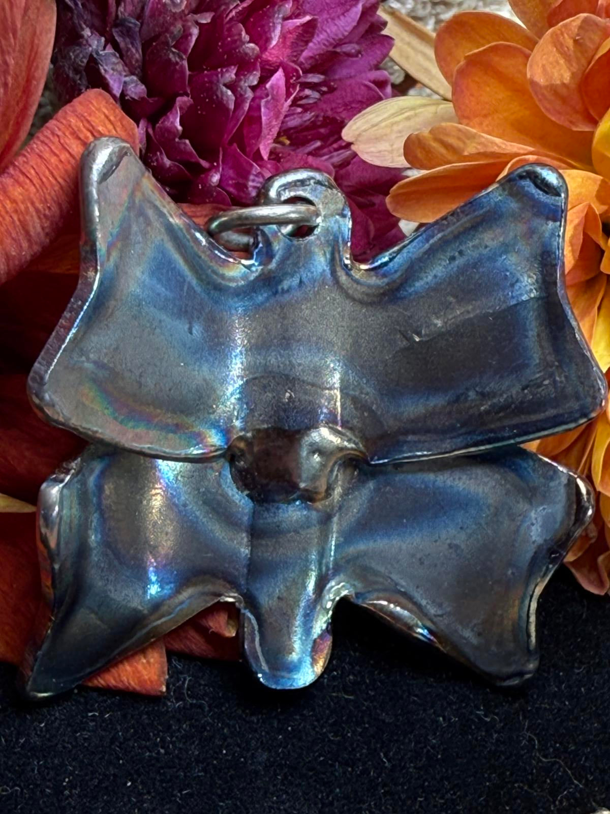 Vintage Butterfly Pendant patina metal hand made charm