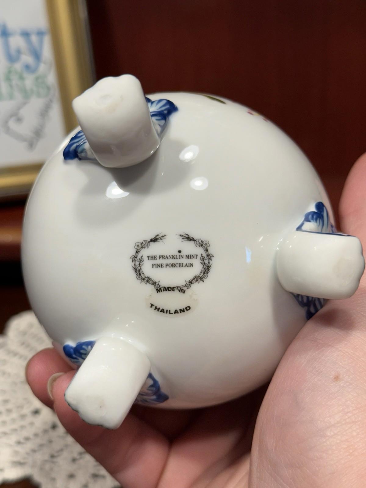 The Franklin Mint Porcelain Floral Footed Creamer Mini Pitcher