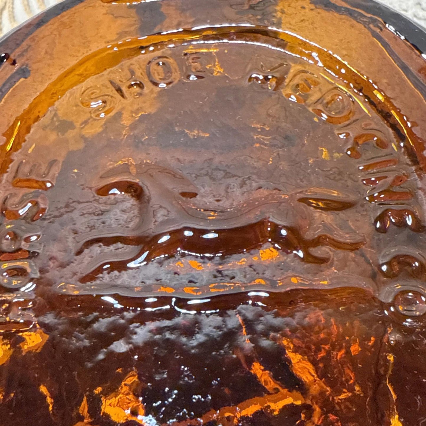 Vintage Wheaton Amber/Brown Glass Horse Shoe Medicine Co Bitters Bottle 7 1/2"