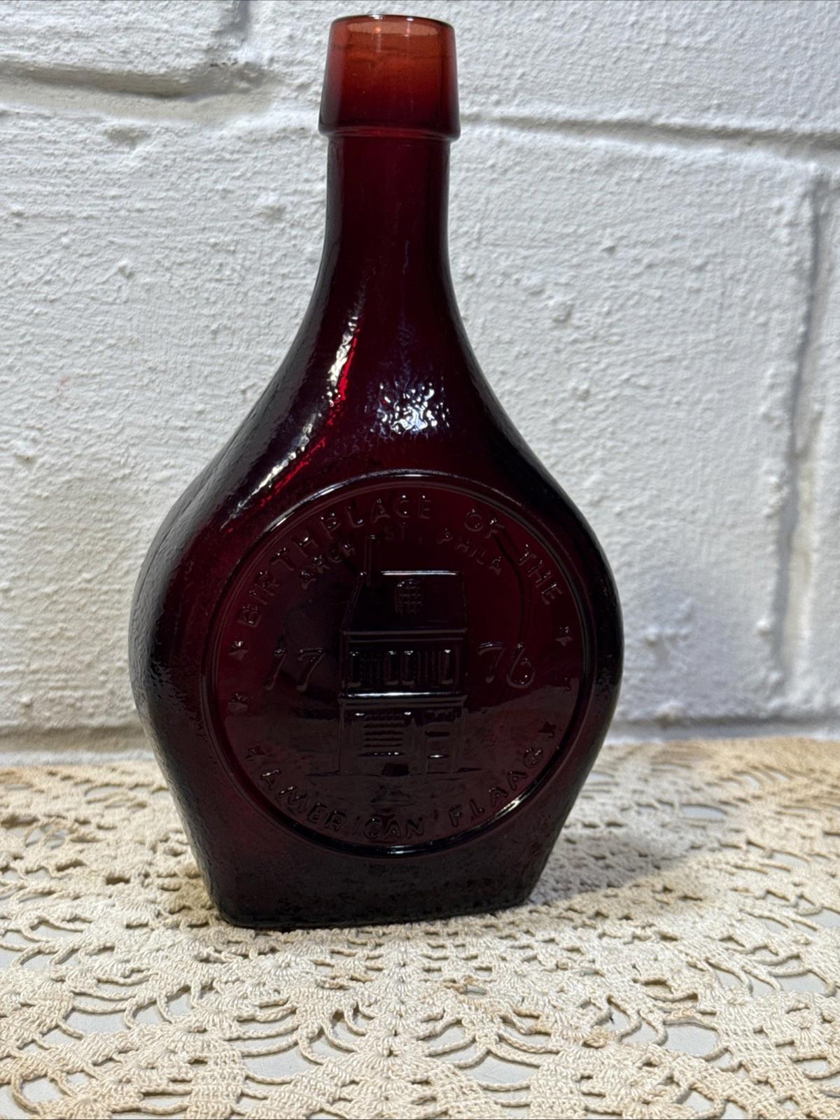 Vintage Betsy Ross Wheaton Decanter. Great American Series, Ruby Red