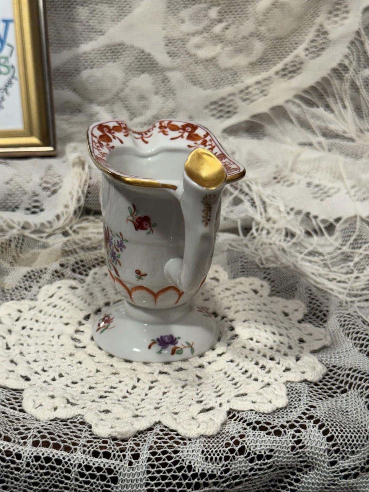 The Franklin Mint Porcelain Floral gilt golden Creamer Mini Pitcher