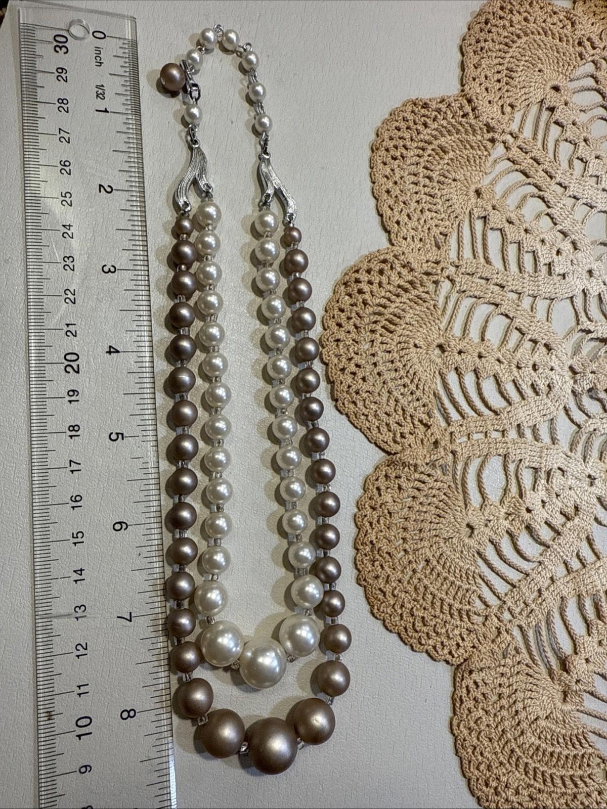 Vintage Faux Pearl Double Strand Costume Jewelry Stamped Japan