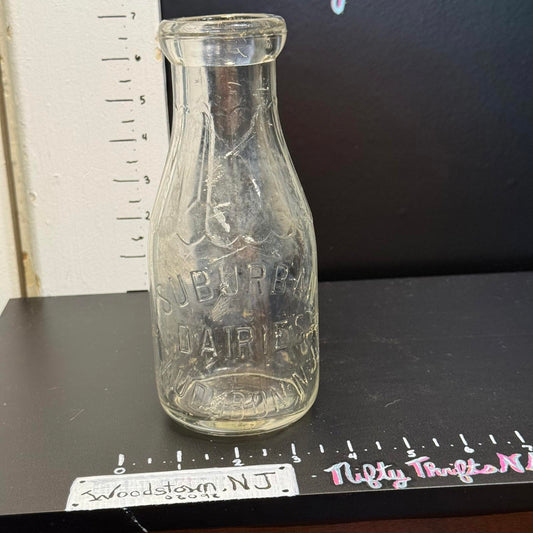 Vintage Suburban Dairy Milk Bottle Audubon NJ Local
