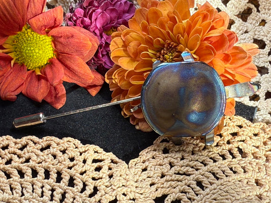Vintage Turtle Brooch Pin patina metal hand made