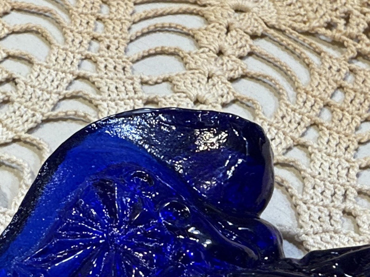 Fenton Queen Kitten Slipper White Milk and Cobalt Glass Daisy & Button Pair Of 2