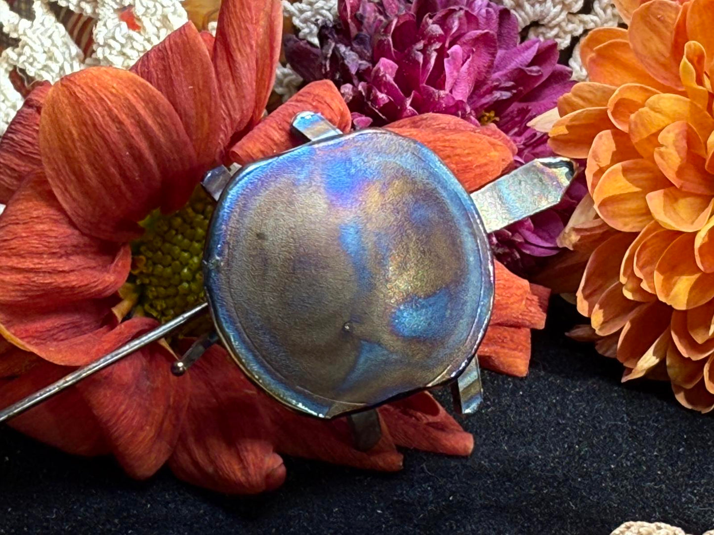 Vintage Turtle Brooch Pin patina metal hand made