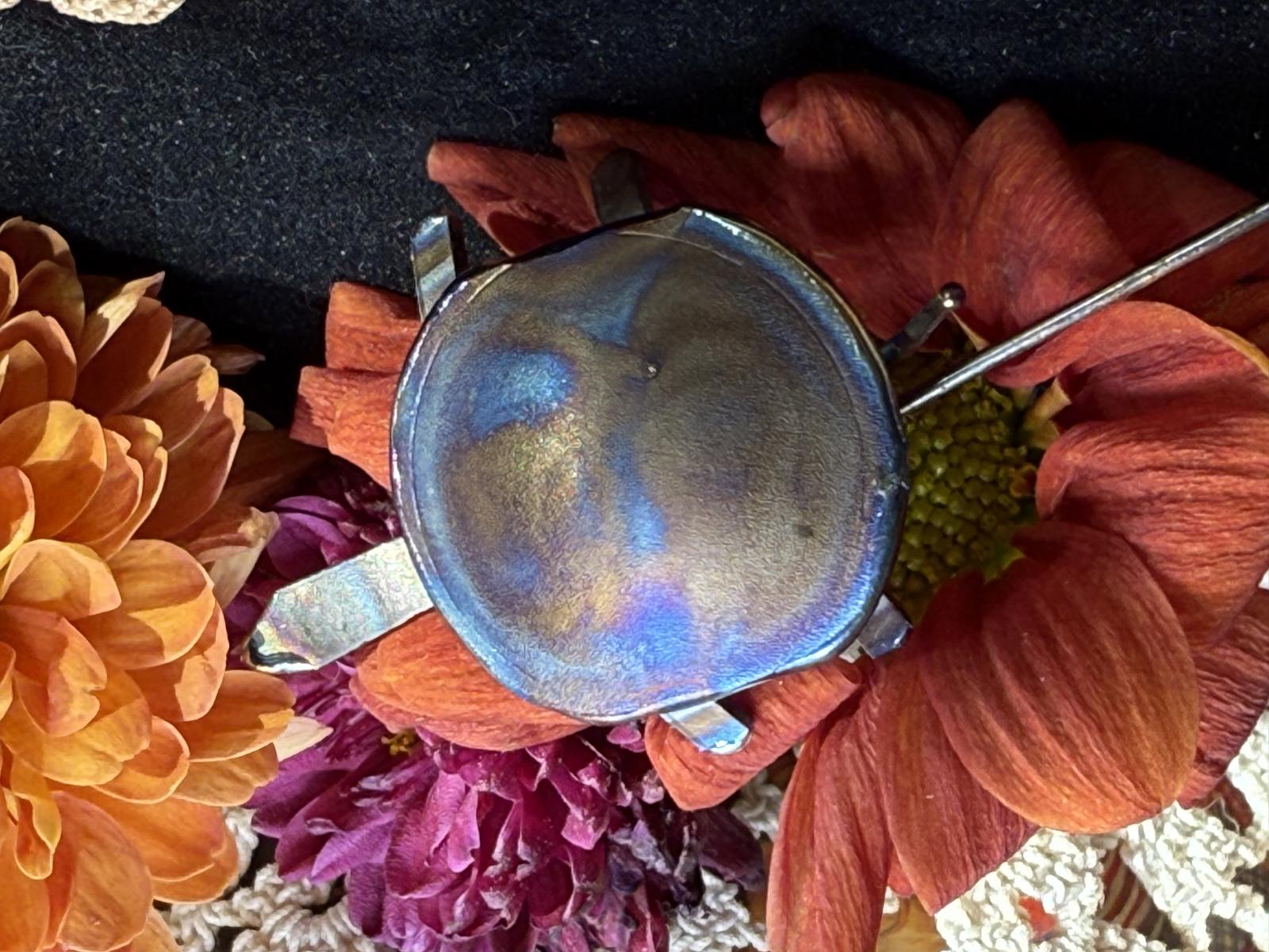 Vintage Turtle Brooch Pin patina metal hand made