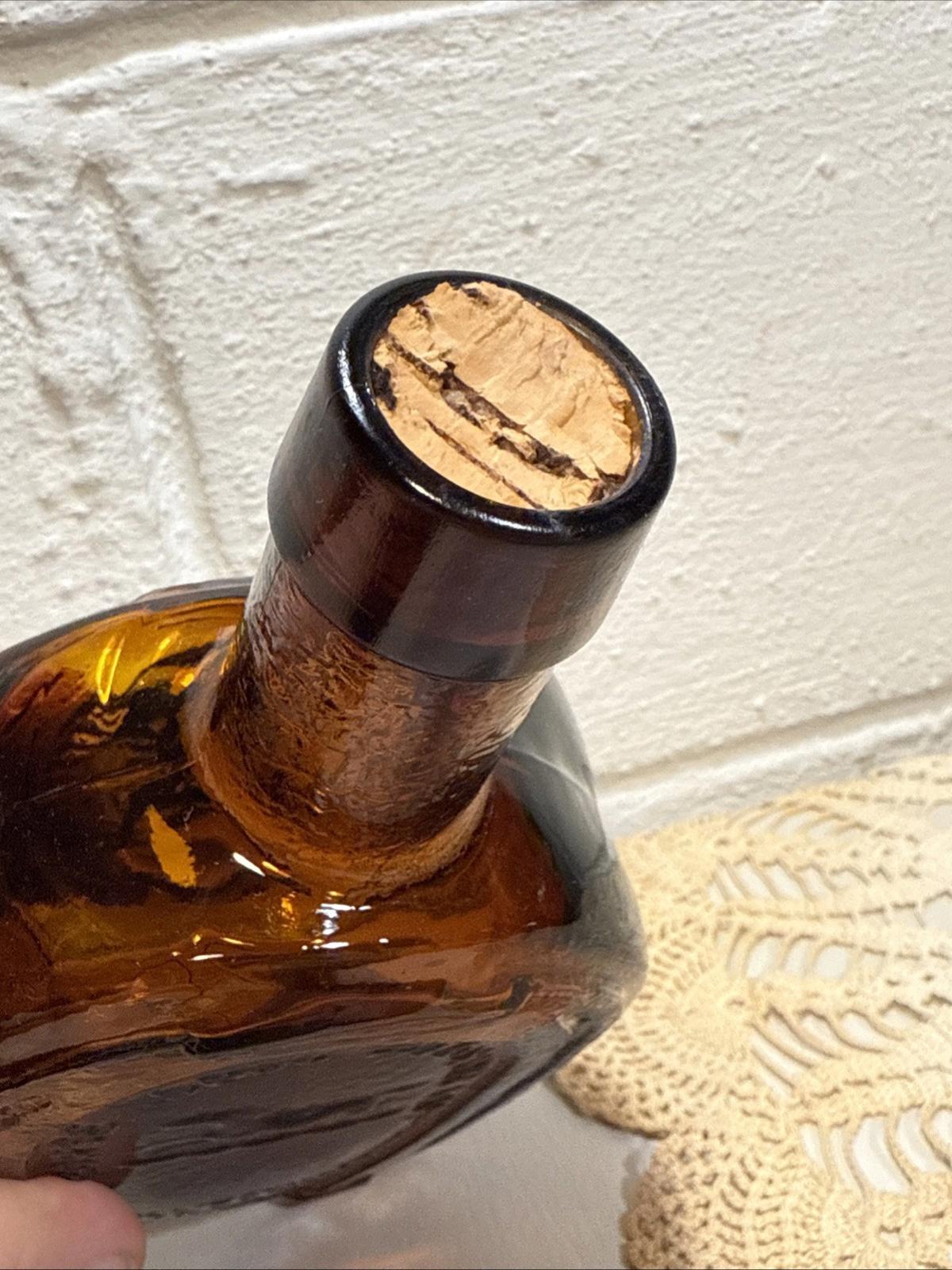 Vintage Wheaton Amber/Brown Glass Horse Shoe Medicine Co Bitters Bottle 7 1/2"