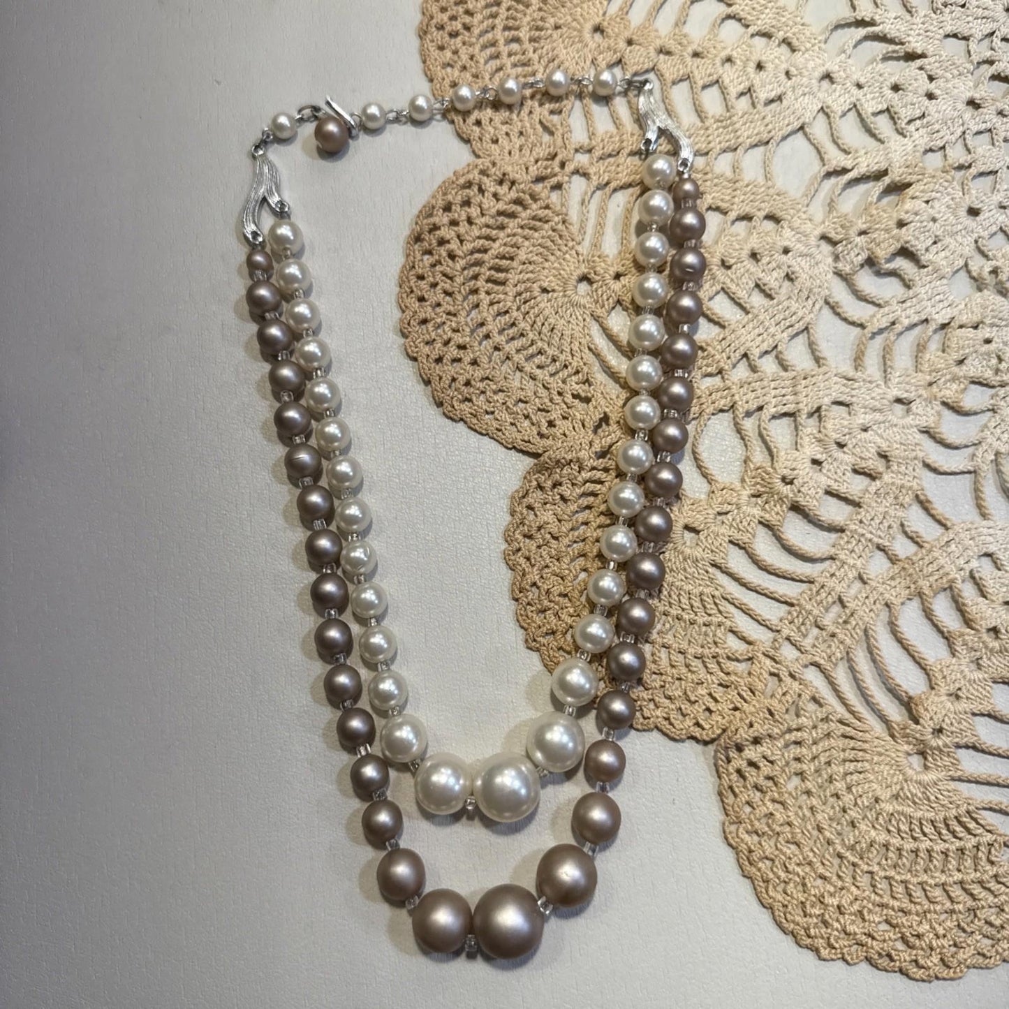 Vintage Faux Pearl Double Strand Costume Jewelry Stamped Japan