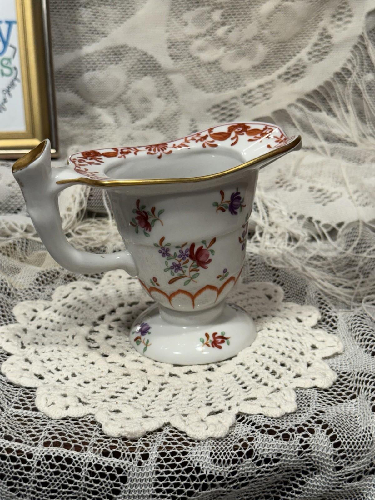 The Franklin Mint Porcelain Floral gilt golden Creamer Mini Pitcher