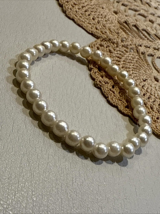 Faux Pearl Beaded Stretch Bracelet Vintage