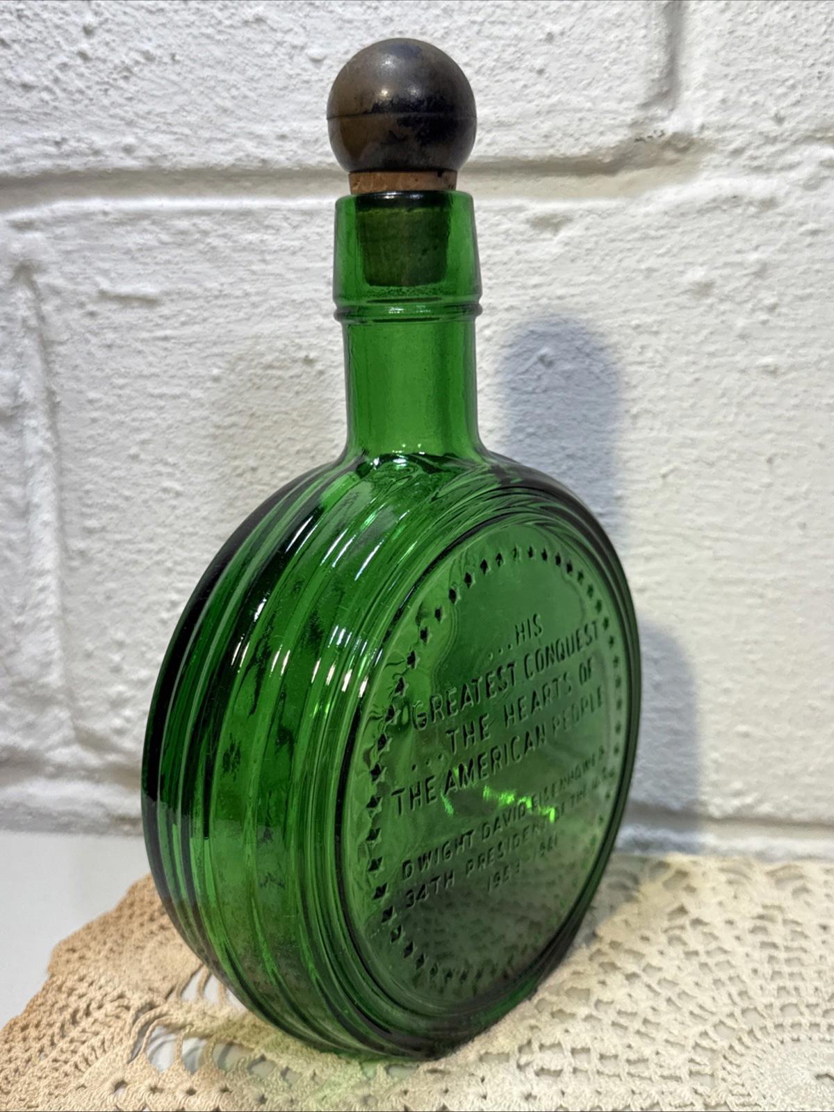 Wheaton Dwight David Eisenhower Ike Commemorative Decanter Bottle Emerald